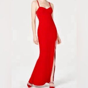 Size 11 Red Open Strappy Back Prom Homecoming Pageant Formal Gown Dress NWT